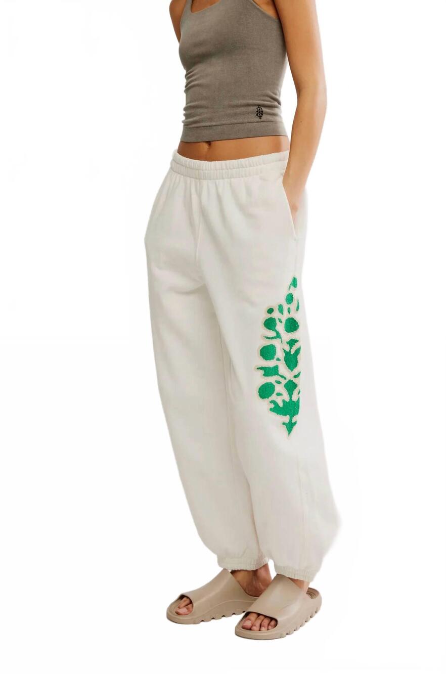 NEW FREE PEOPLE women's all star embroidered pant in white